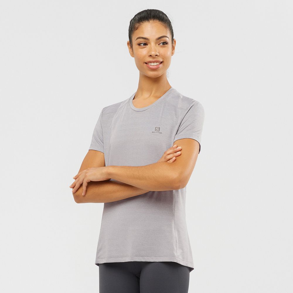 SALOMON XA W Philippines - Women's Tee Shirts - Grey | 984057-IOH